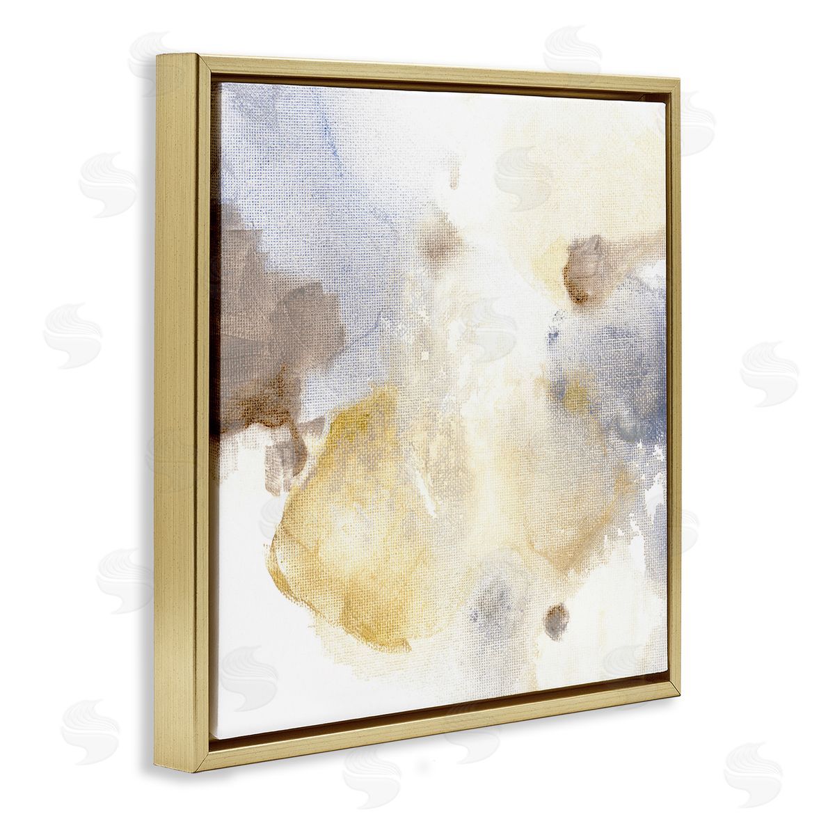Subtle Cloudy Abstract Gold Floating Frame Canvas Wall Art, Home Decor by M. Gloria Hunter