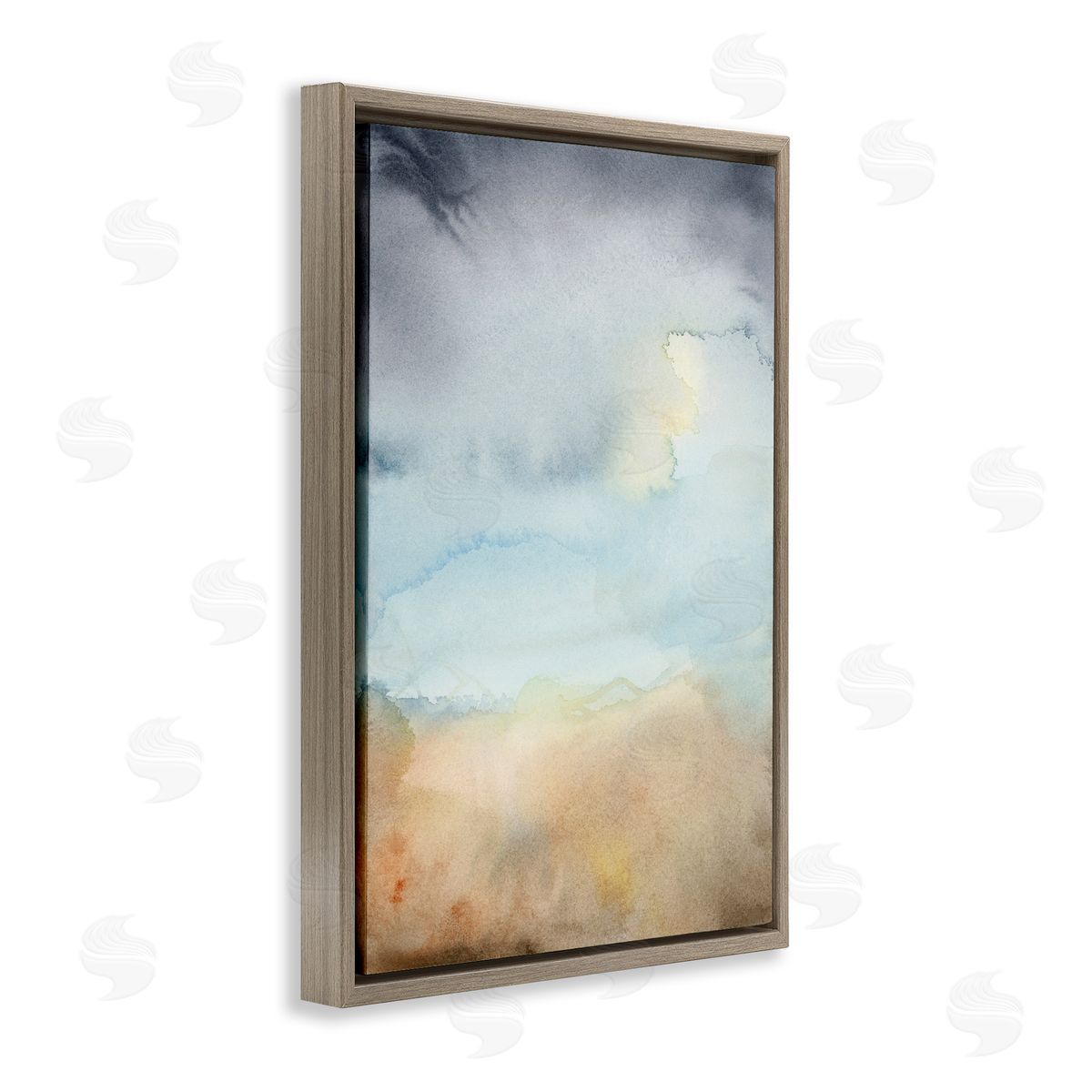 Soft Fluid Landscape Brown Floating Frame Canvas Wall Art, Home Decor by M. Gloria Hunter