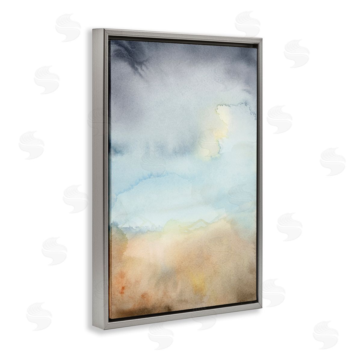 Soft Fluid Landscape Grey Floating Frame Canvas Wall Art, Home Decor by M. Gloria Hunter