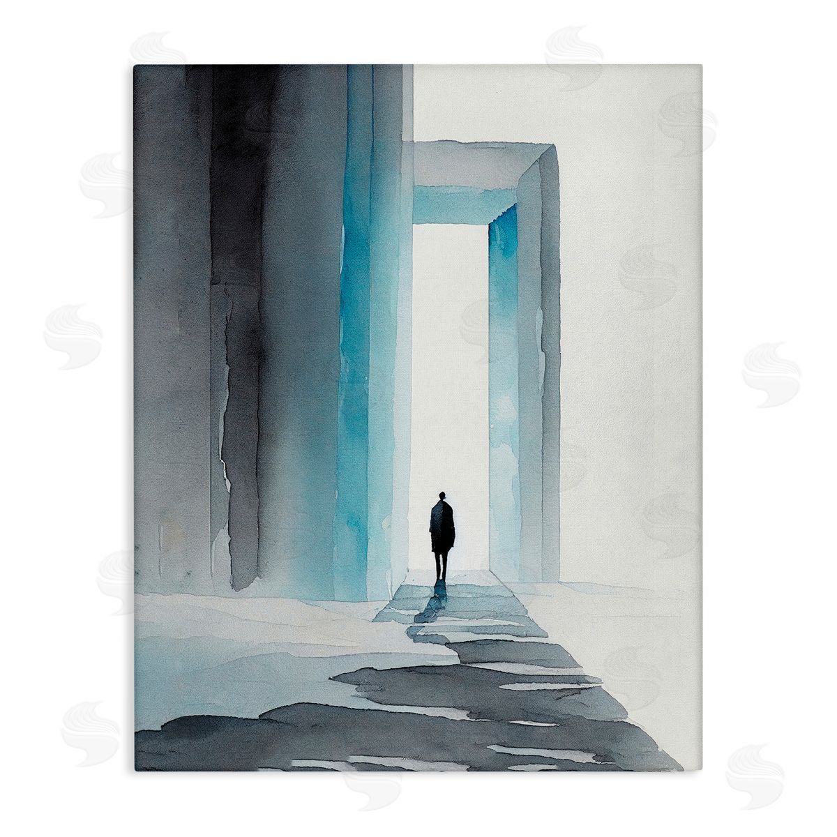 Person with Snowy Doorway Canvas Wall Art, Home Decor by Incado