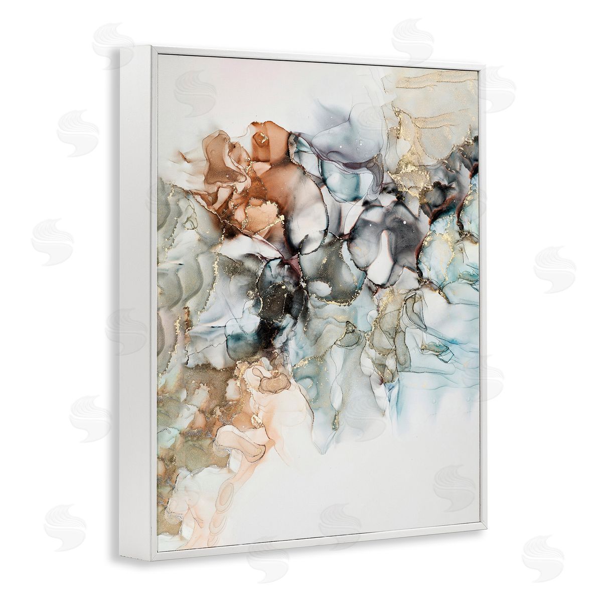 Fluid Abstract Glam Detail White Frame Print Wall Art, Home Decor by Incado