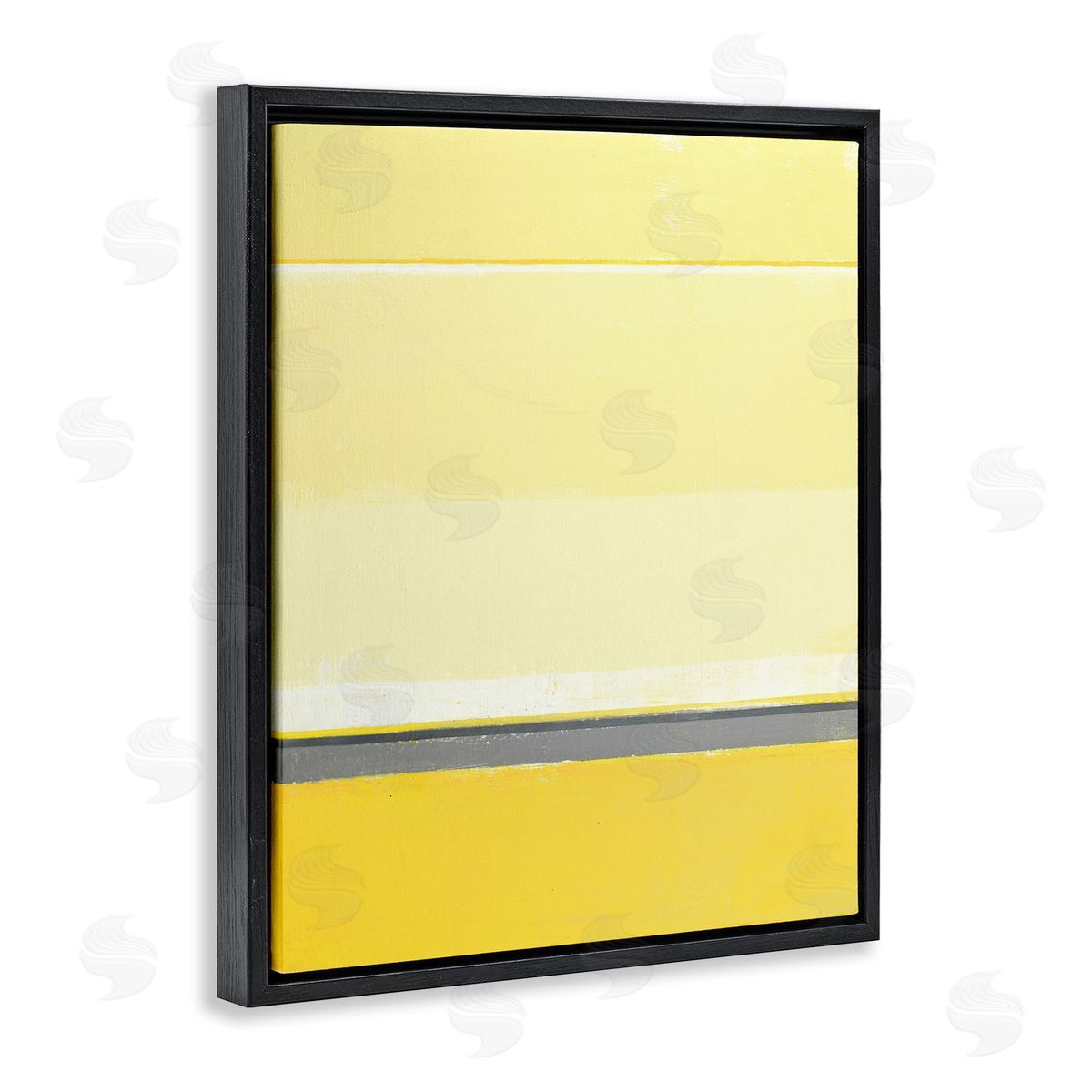 Yellow Minimal Abstract Black Floating Frame Canvas Wall Art, Home Decor by Incado