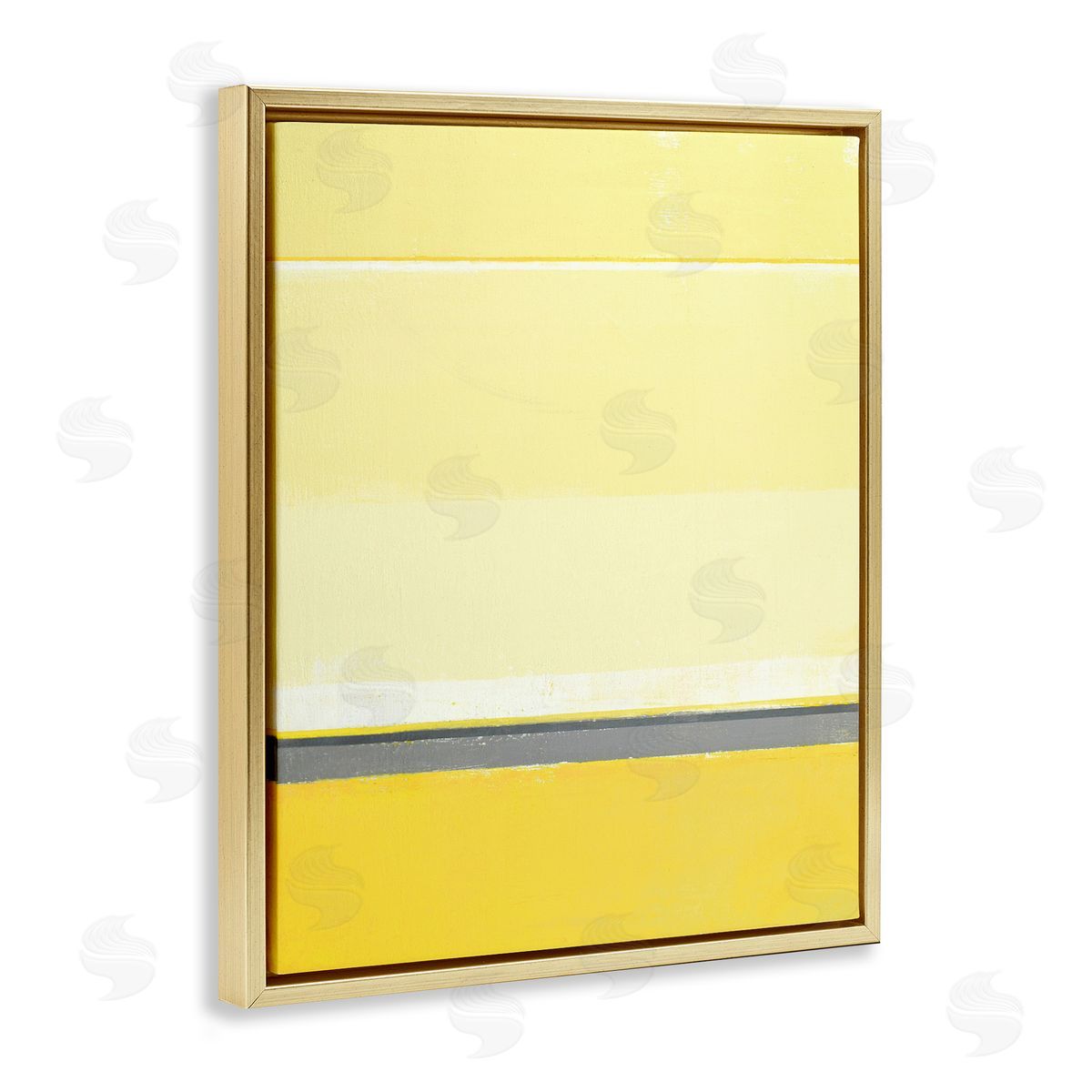 Yellow Minimal Abstract Gold Floating Frame Canvas Wall Art, Home Decor by Incado