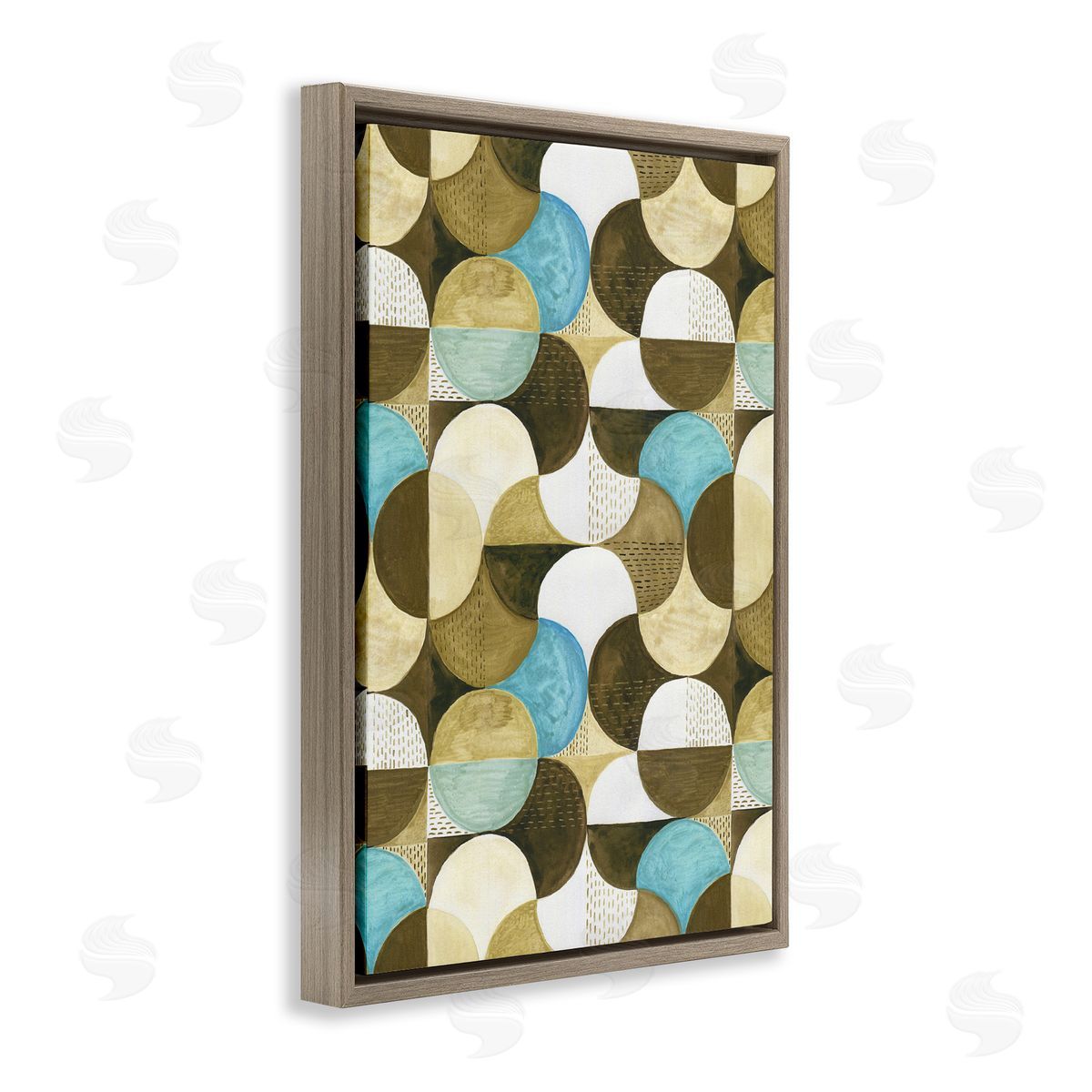 Boho Circular Pattern Brown Floating Frame Canvas Wall Art, Home Decor by Incado