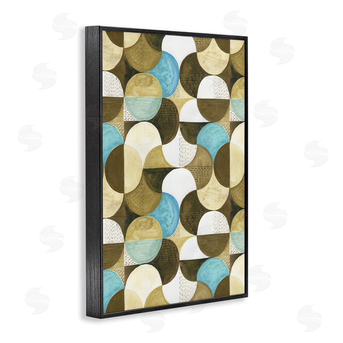 Boho Circular Pattern Black Frame Print Wall Art, Home Decor by Incado