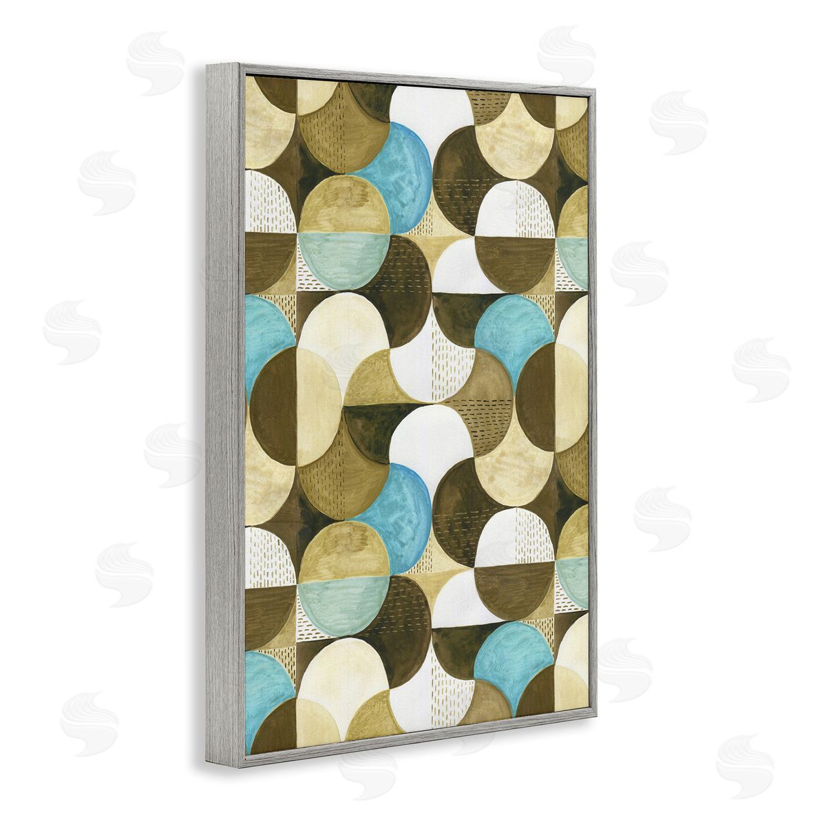 Boho Circular Pattern Grey Frame Print Wall Art, Home Decor by Incado