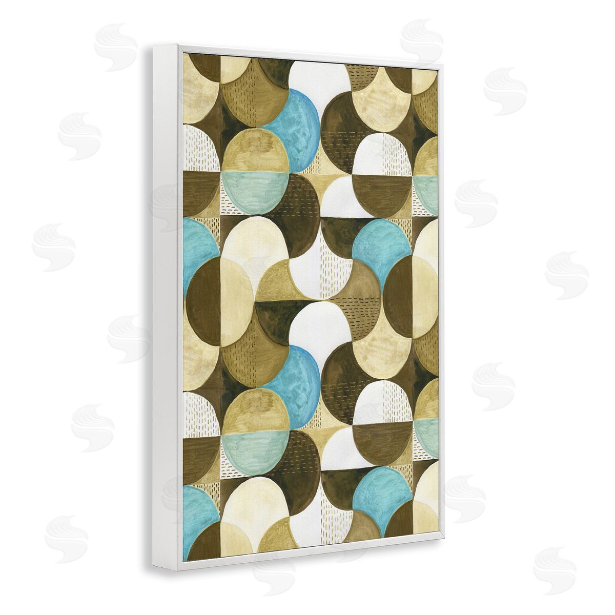 Boho Circular Pattern White Frame Print Wall Art, Home Decor by Incado