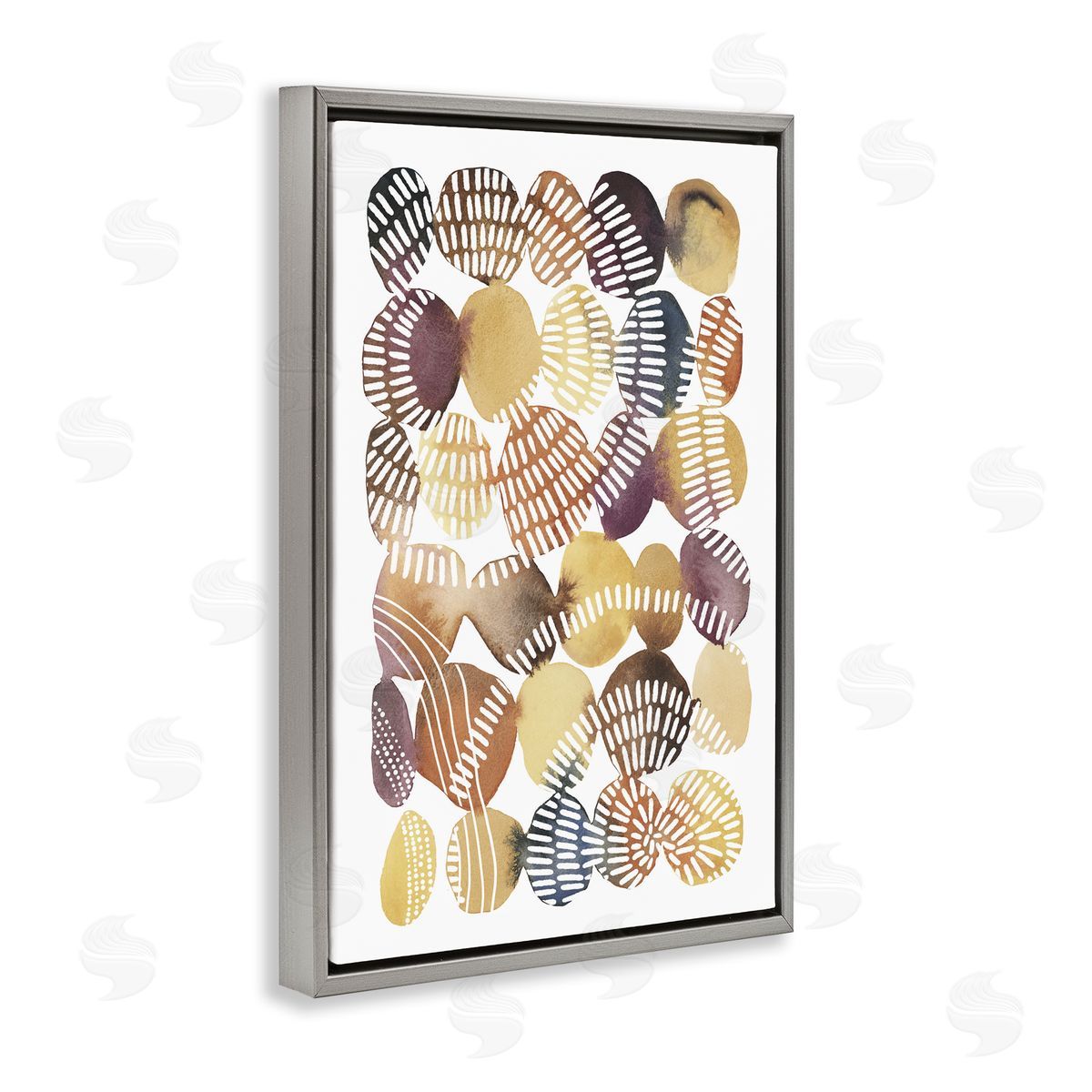 Southwestern Patterned Pebbles Grey Floating Frame Canvas Wall Art, Home Decor by Jetty Home, LLC