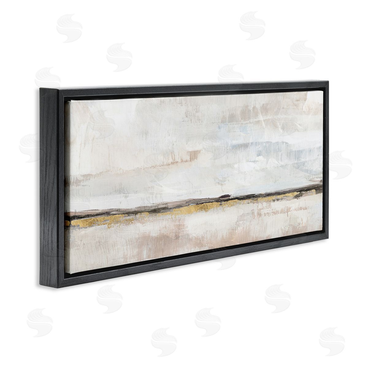 Neutral Horizon Landscape Black Floating Frame Canvas Wall Art, Home Decor by Nina Blue