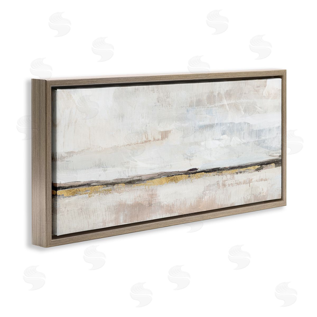 Neutral Horizon Landscape Brown Floating Frame Canvas Wall Art, Home Decor by Nina Blue
