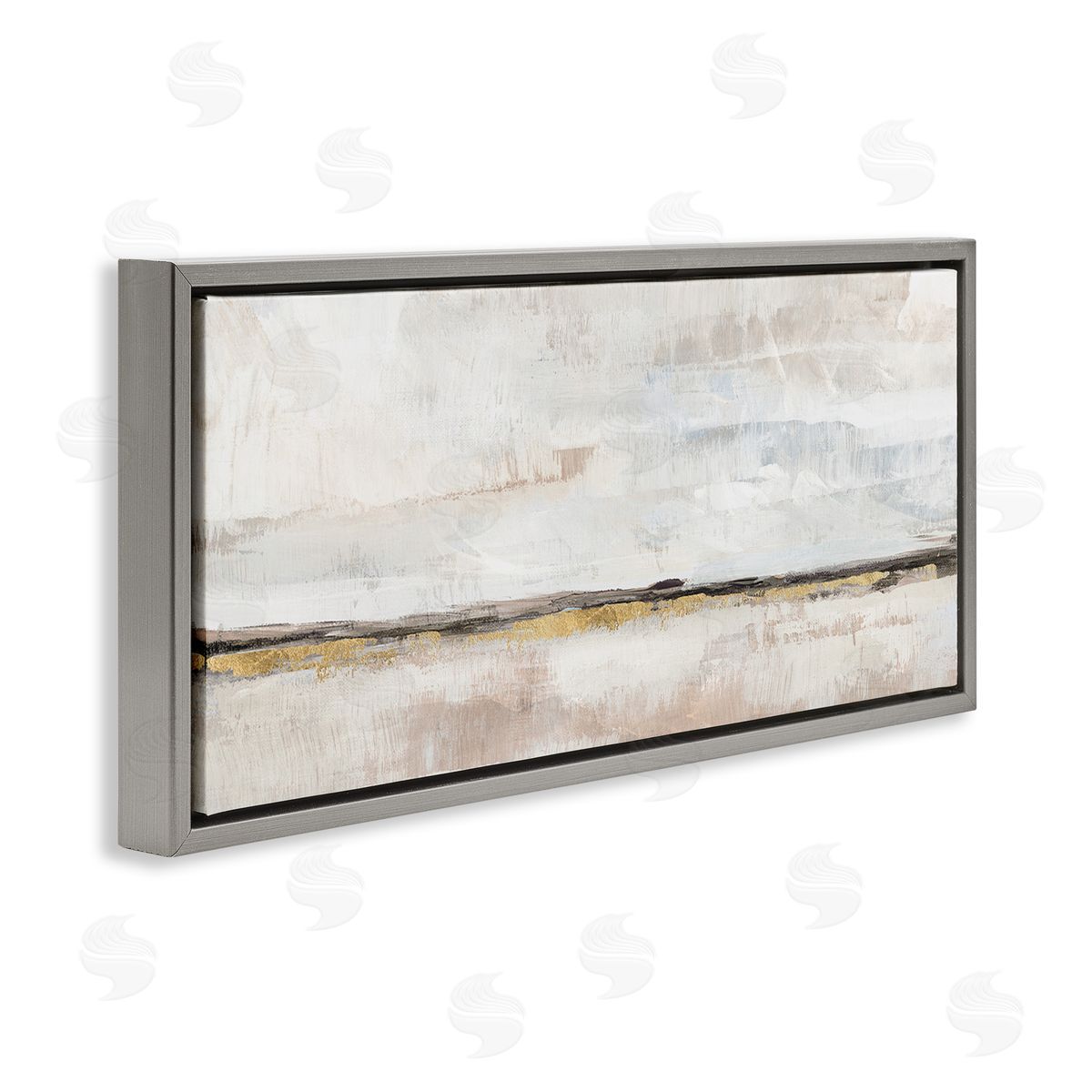 Neutral Horizon Landscape Grey Floating Frame Canvas Wall Art, Home Decor by Nina Blue