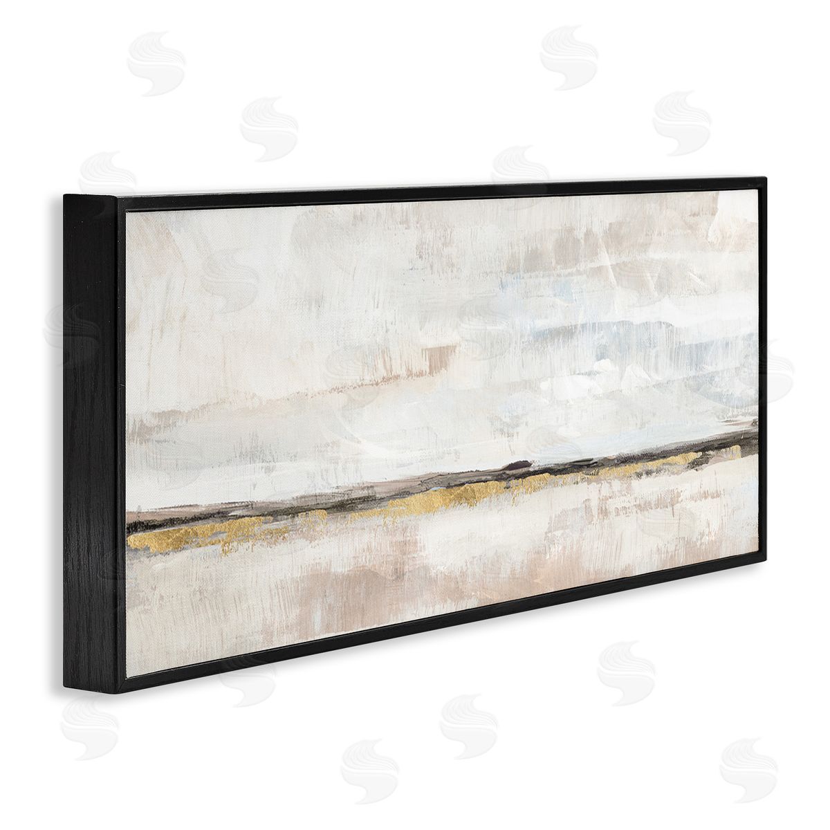 Neutral Horizon Landscape Black Frame Print Wall Art, Home Decor by Nina Blue