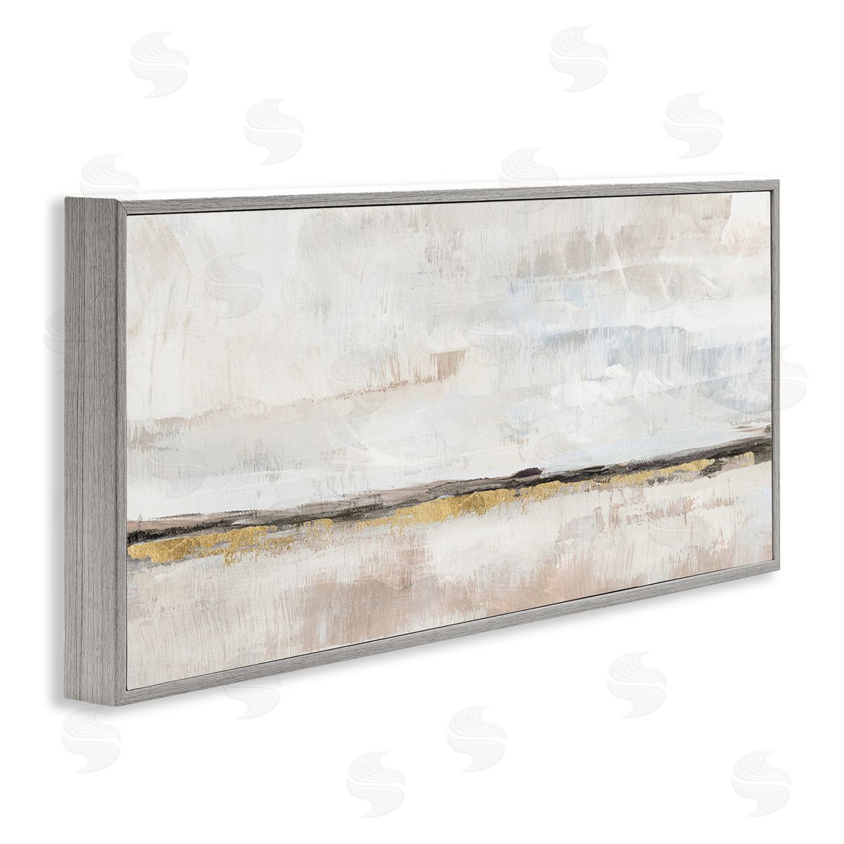 Neutral Horizon Landscape Grey Frame Print Wall Art, Home Decor by Nina Blue