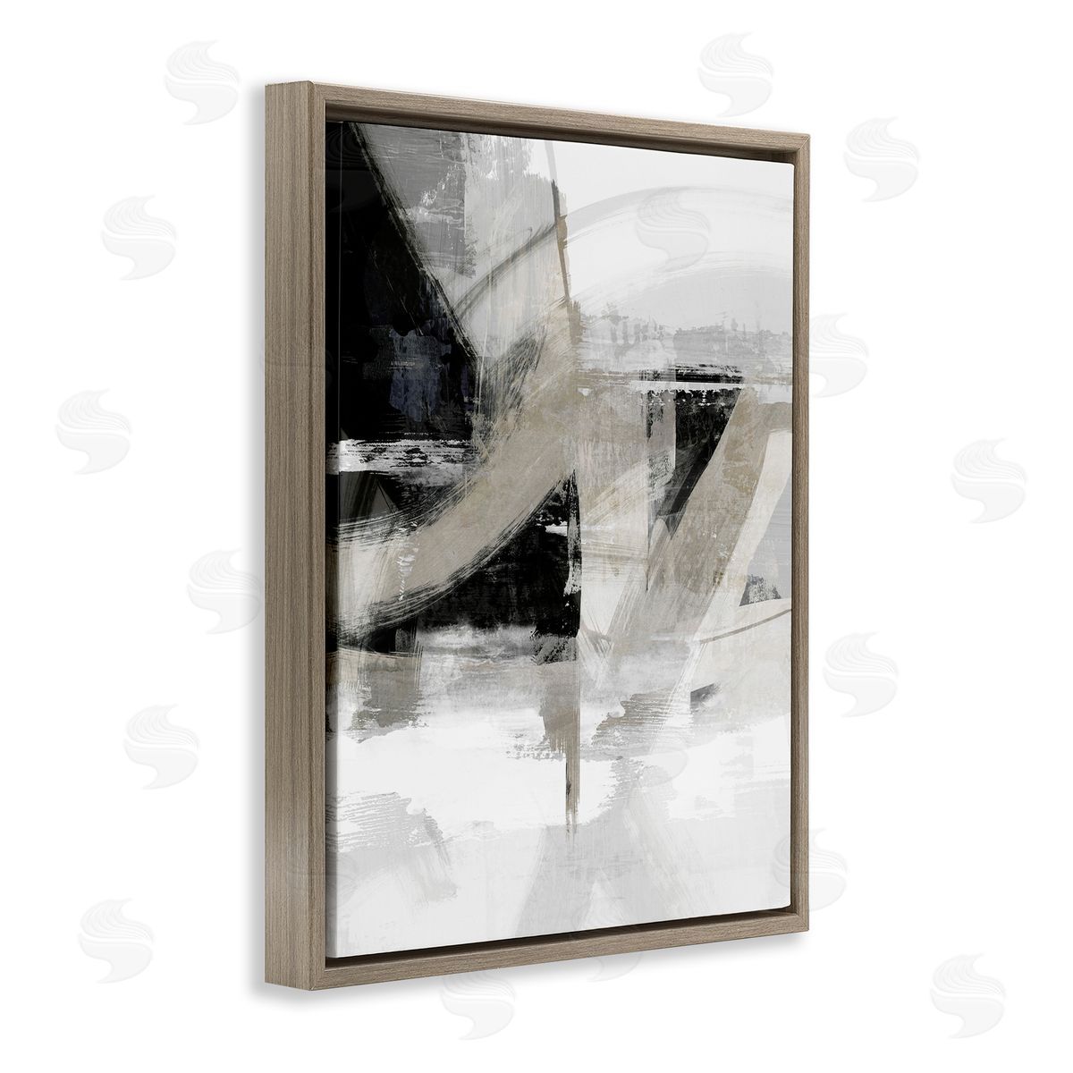 Neutral Urban Complex Brown Floating Frame Canvas Wall Art, Home Decor by Nina Blue