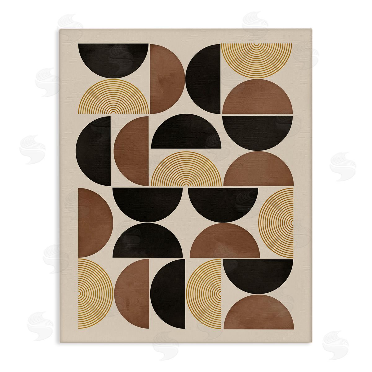 Midcentury Neutral Geometric Canvas Wall Art, Home Decor by Nina Blue