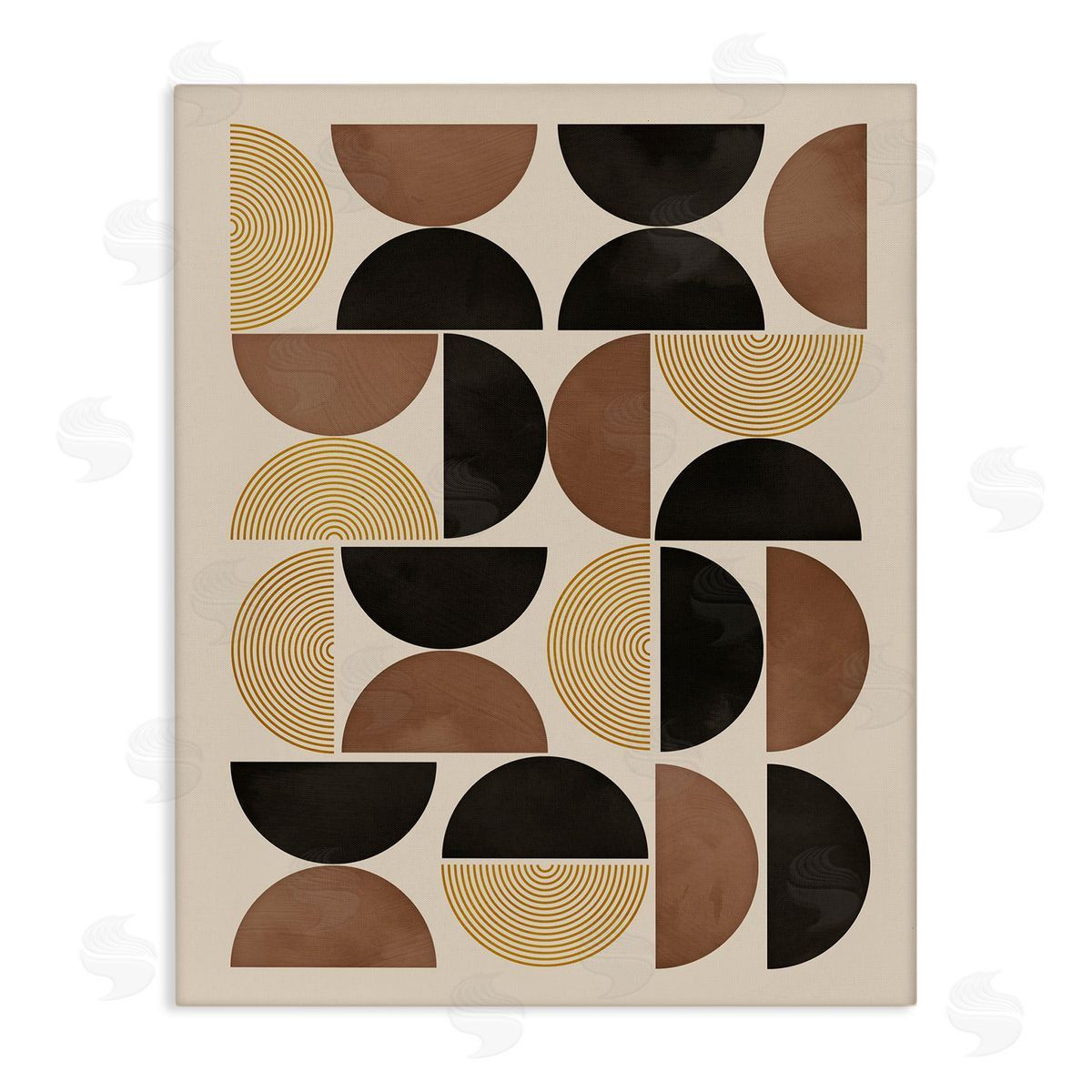 Midcentury Geometric Arches Canvas Wall Art, Home Decor by Nina Blue