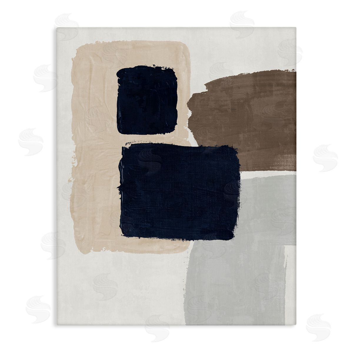 Navy Blocked Shapes Canvas Wall Art, Home Decor by Nina Blue