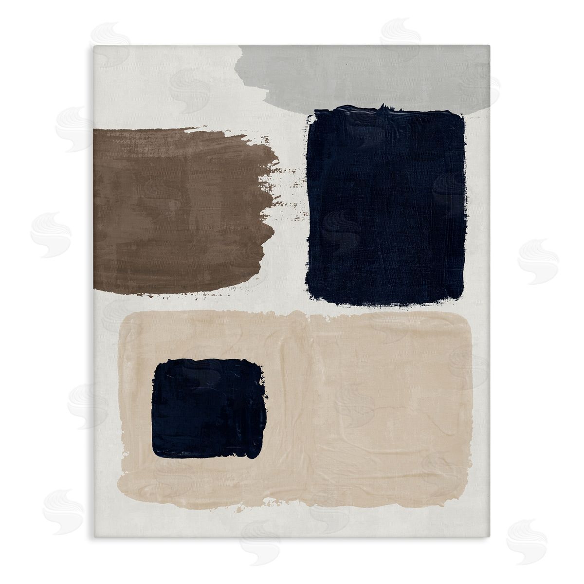Neutral Blocked Shapes Canvas Wall Art, Home Decor by Nina Blue