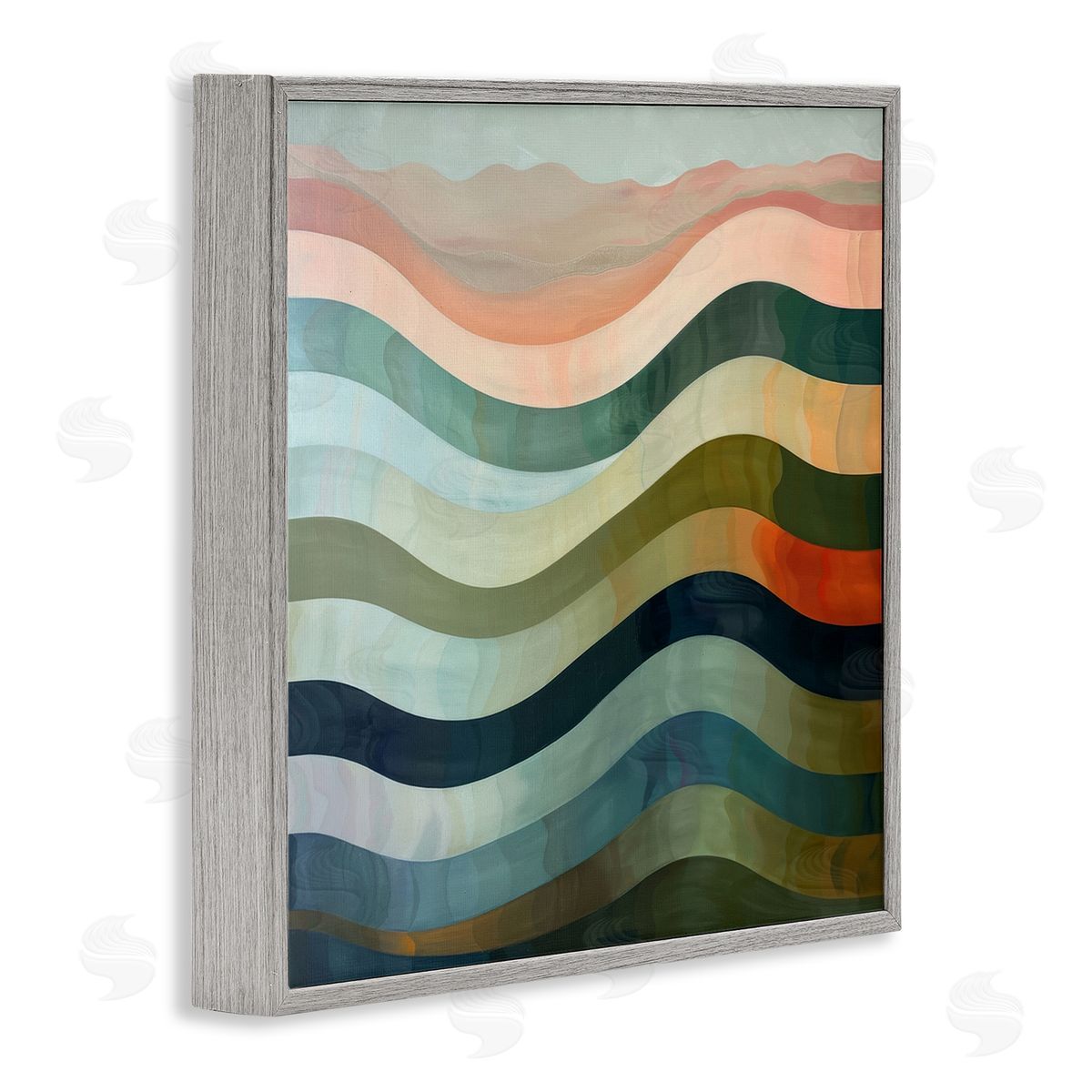 Fluid Dynamic Stripes Grey Frame Print Wall Art, Home Decor by Lazar Studio