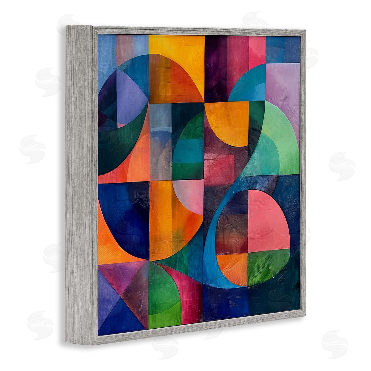 Luminous Spectrum Shapes Grey Frame Print Wall Art, Home Decor by Lazar Studio