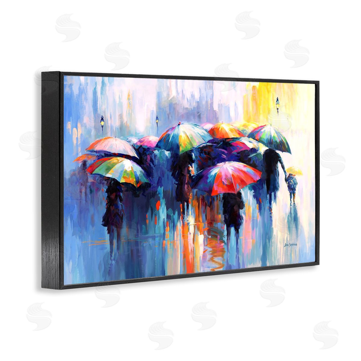 Memories Beneath Rain Black Frame Print Wall Art, Home Decor by Leon Devenice