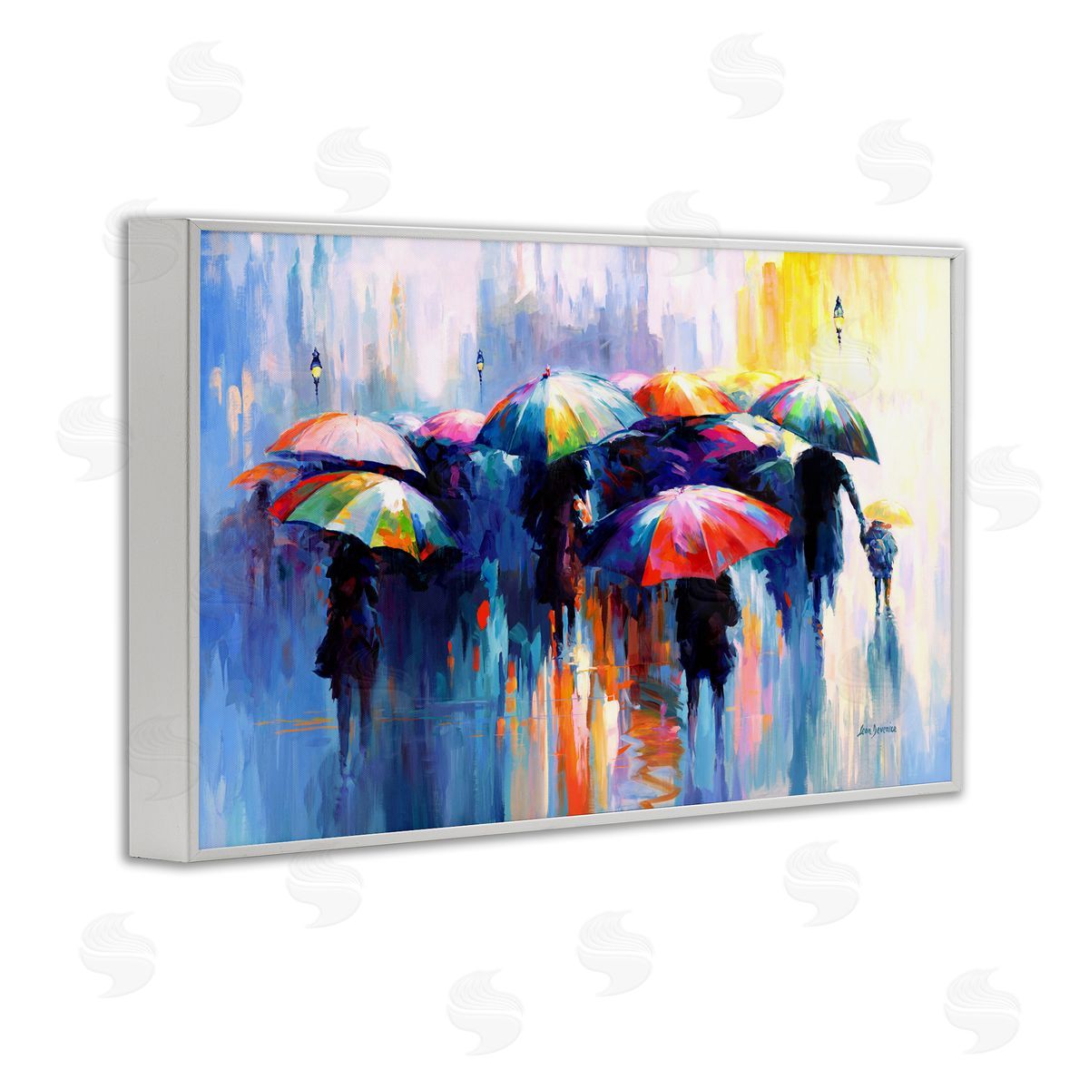 Memories Beneath Rain White Frame Print Wall Art, Home Decor by Leon Devenice
