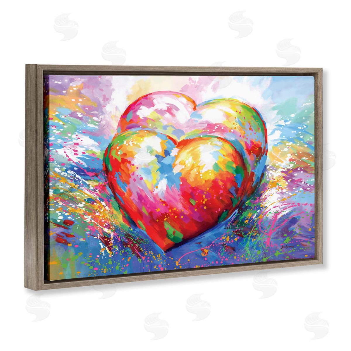 Forever In My Heart Abstraction Brown Floating Frame Canvas Wall Art, Home Decor by Leon Devenice