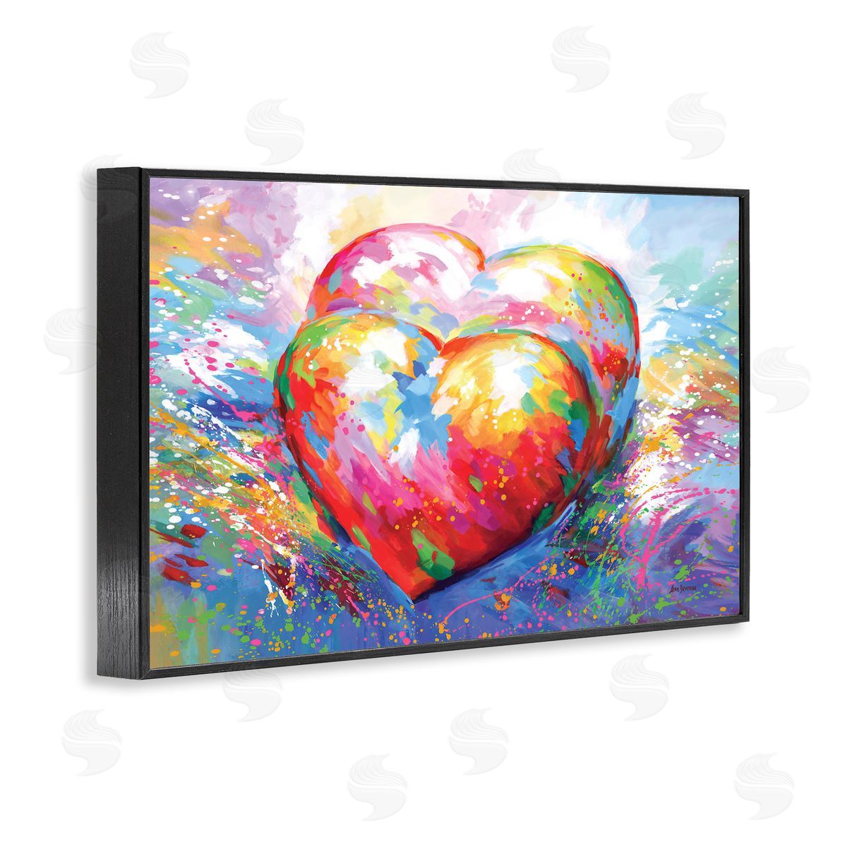 Forever In My Heart Abstraction Black Frame Print Wall Art, Home Decor by Leon Devenice