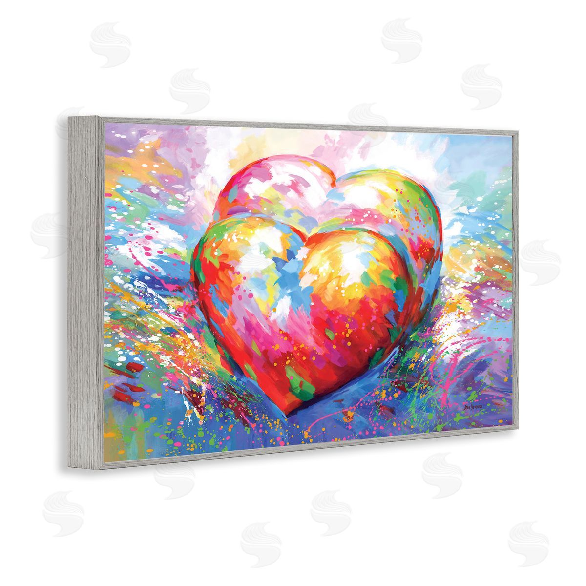 Forever In My Heart Abstraction Grey Frame Print Wall Art, Home Decor by Leon Devenice