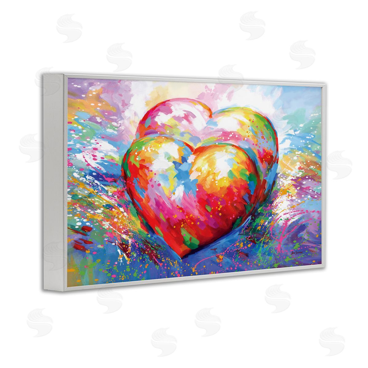 Forever In My Heart Abstraction White Frame Print Wall Art, Home Decor by Leon Devenice