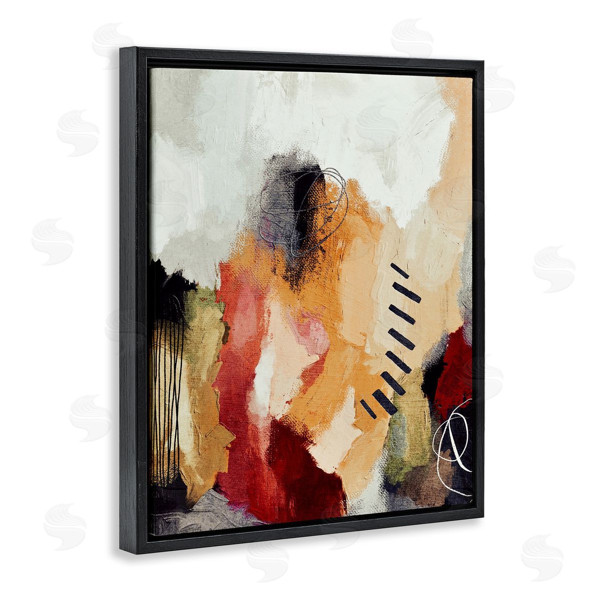 Abstract Southwestern Pattern Black Floating Frame Canvas Wall Art, Home Decor by Lisa Nohren