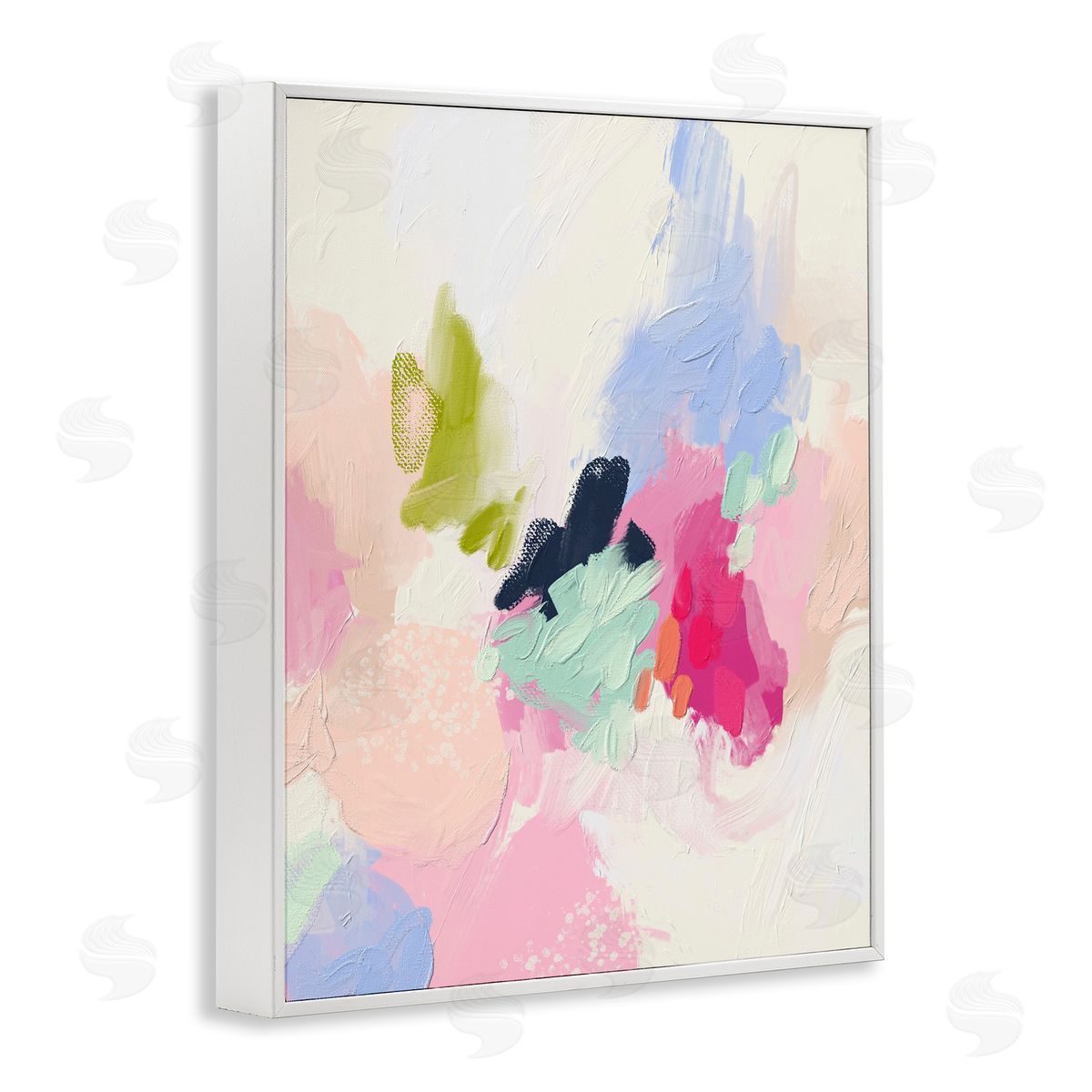 Pastel Abstract Paint Strokes White Frame Print Wall Art, Home Decor by Lisa Nohren