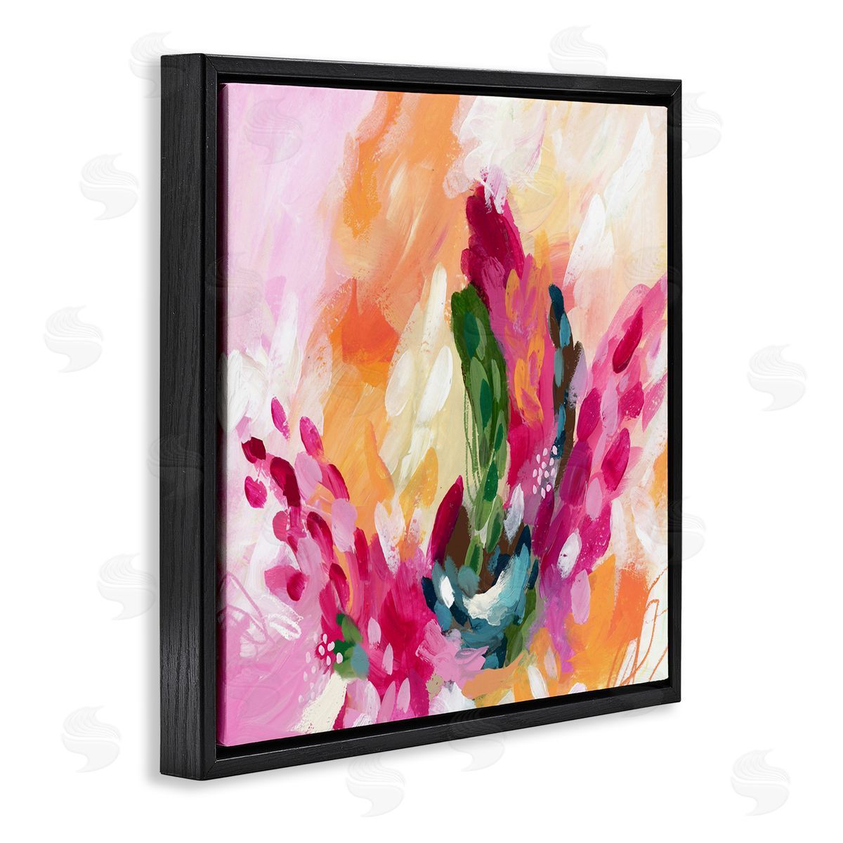 Abstract Tropical Punch Black Floating Frame Canvas Wall Art, Home Decor by Lisa Nohren