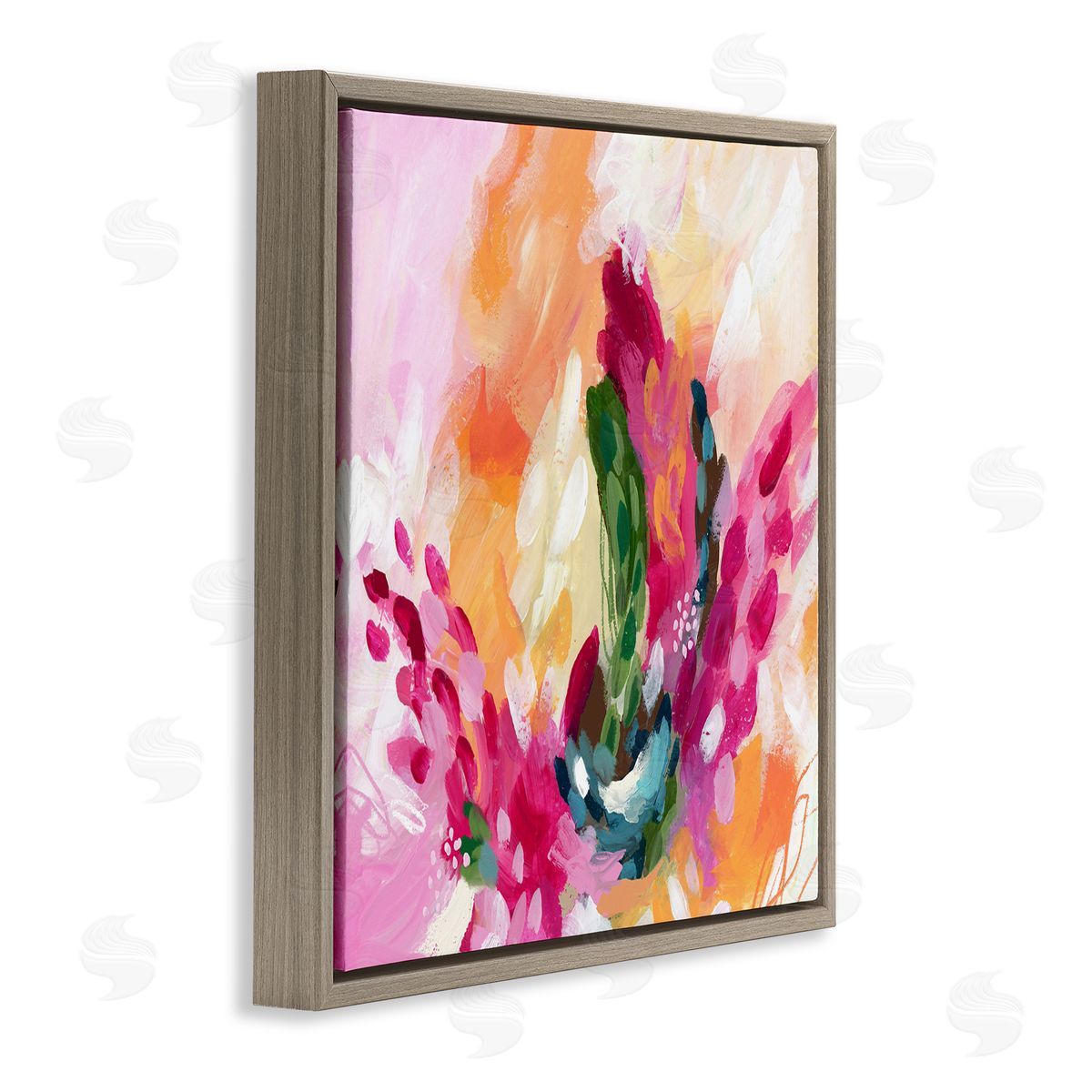 Abstract Tropical Punch Brown Floating Frame Canvas Wall Art, Home Decor by Lisa Nohren