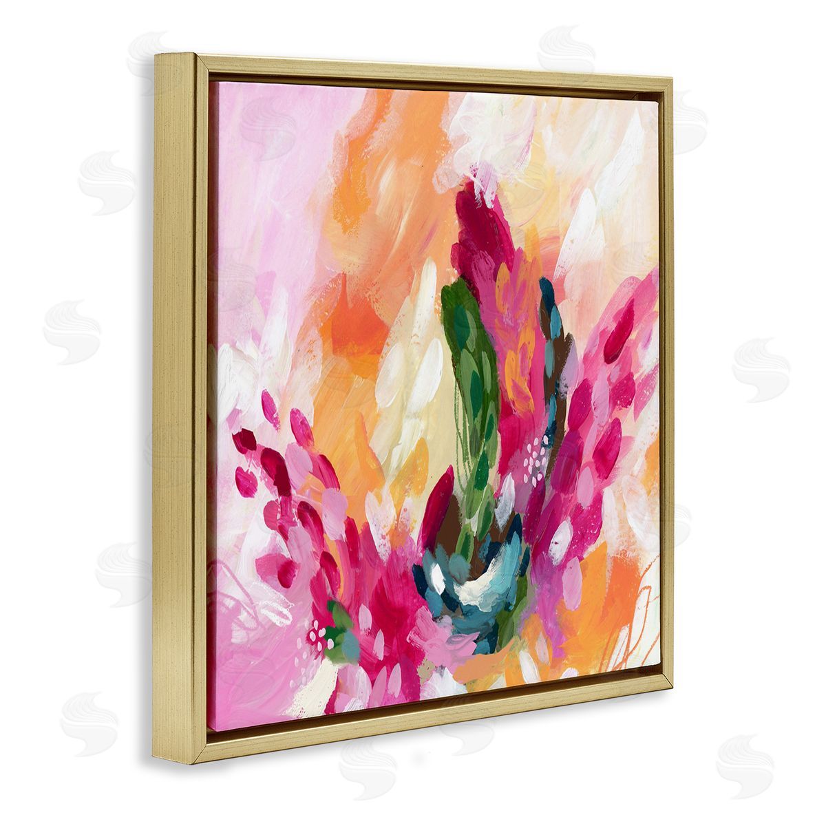 Abstract Tropical Punch Gold Floating Frame Canvas Wall Art, Home Decor by Lisa Nohren