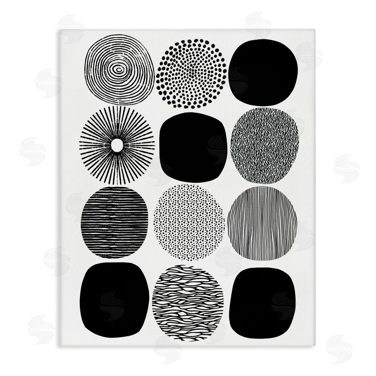 Black and White Pattern Circles Canvas Wall Art, Home Decor by Lisa Nohren