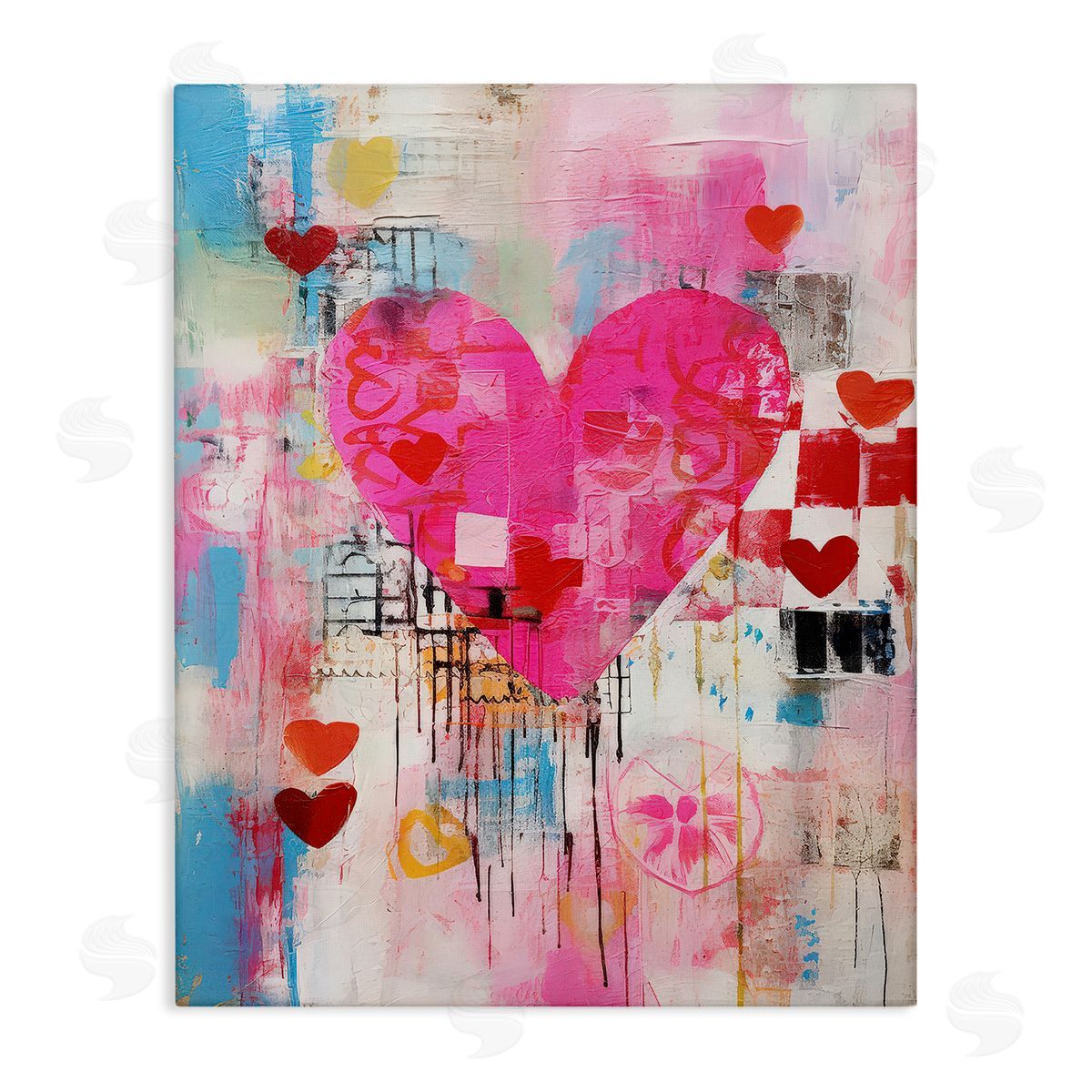 LSR Design Studio Whimsical Romance Heart Pattern Canvas Wall Art Print