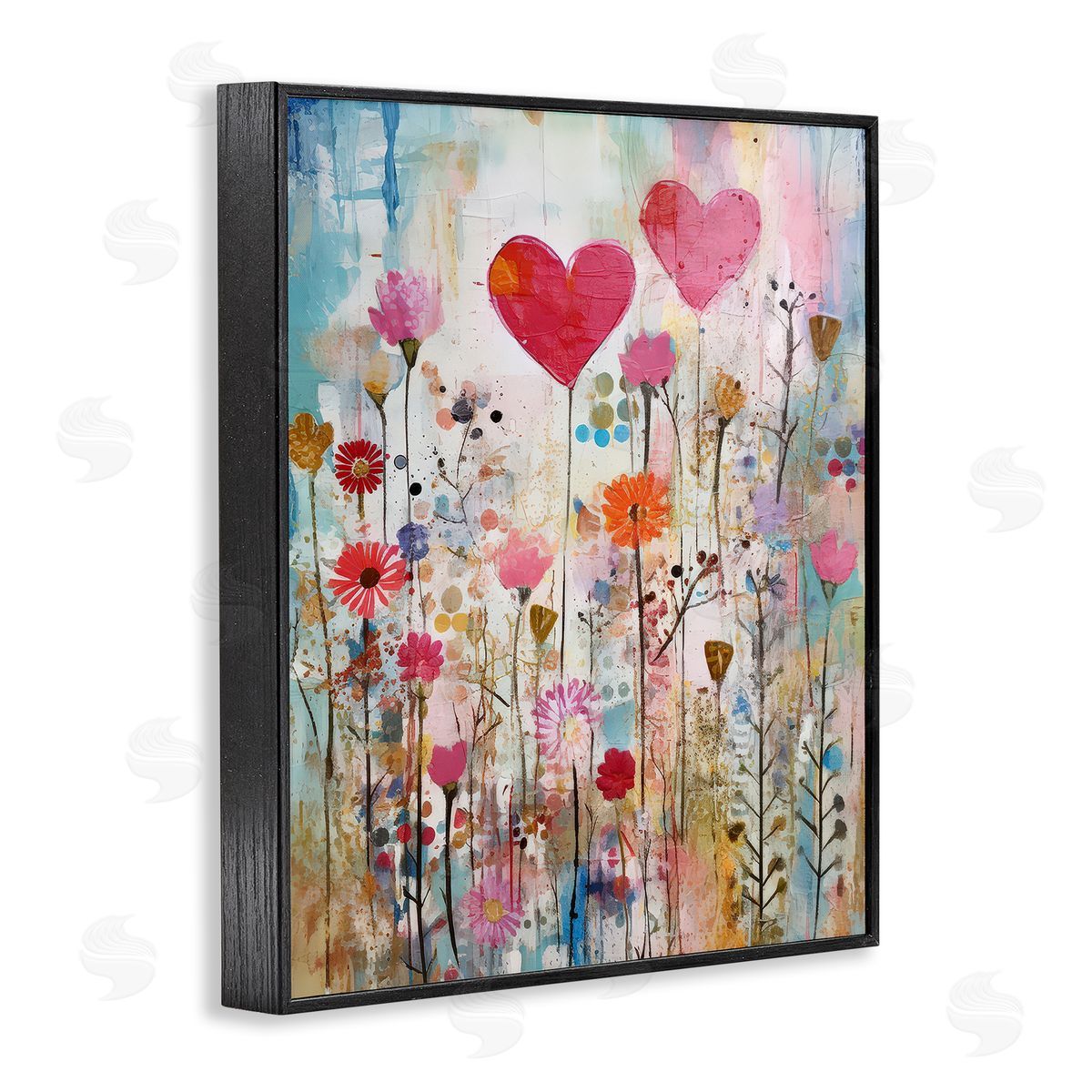 LSR Design Studio Heart & Garden Collage Black Framed Giclee Wall Art Print