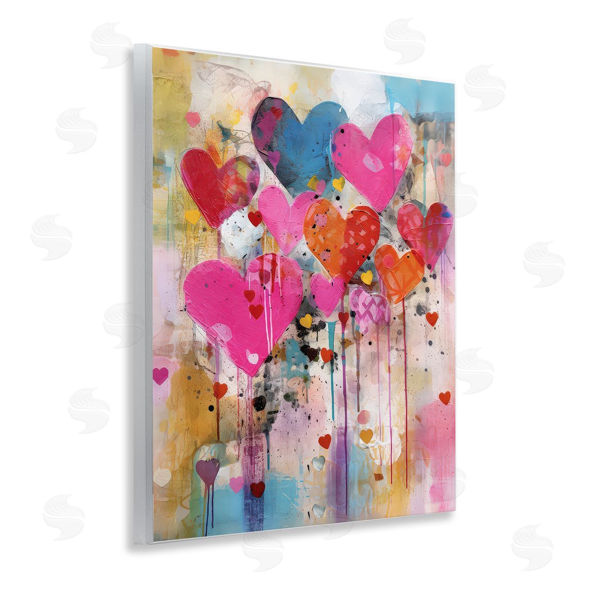 LSR Design Studio Whimsical Love Hearts Pattern Wooden Wall Plaque Art Print