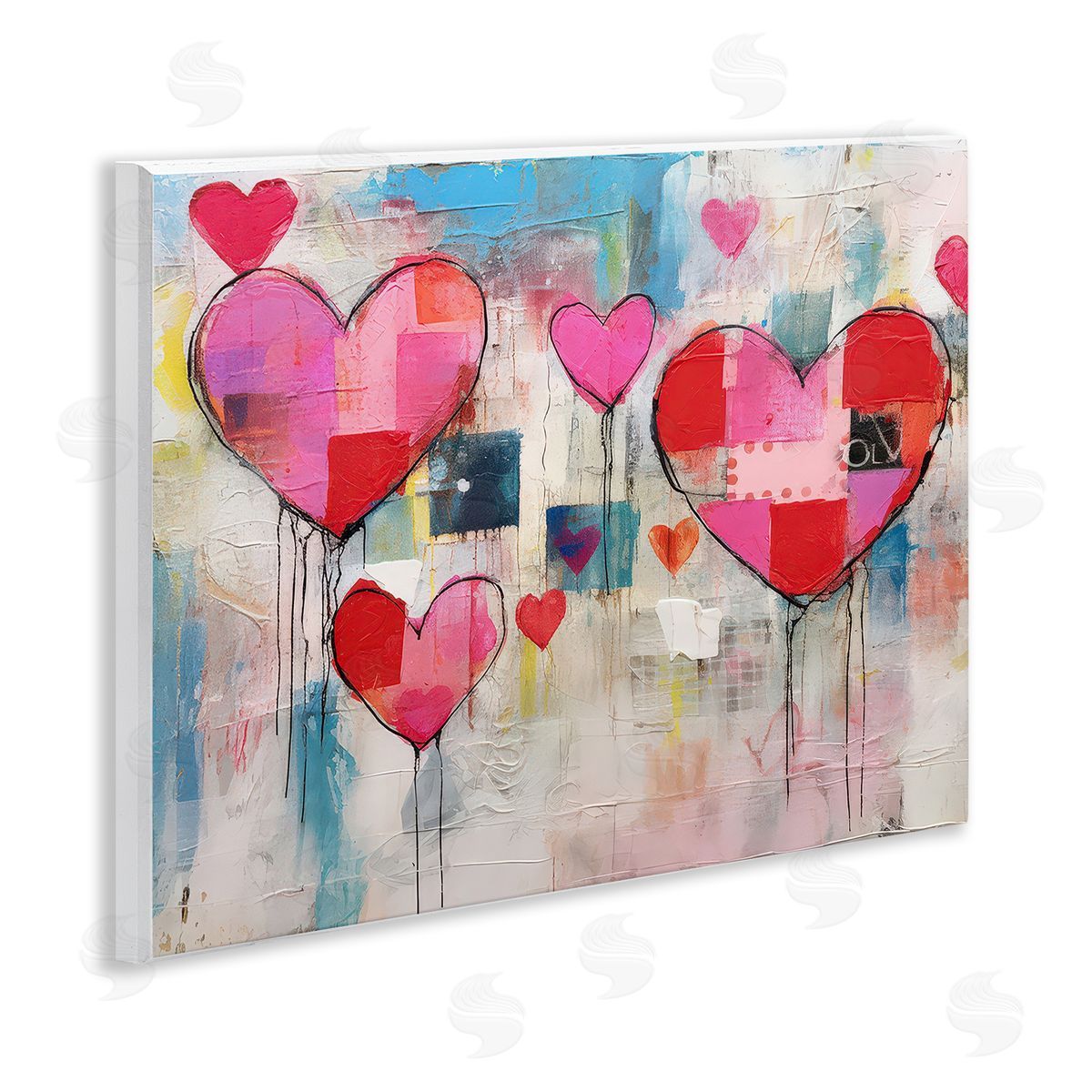 LSR Design Studio Urban Hearts Painting Collage Wooden Wall Plaque Art Print