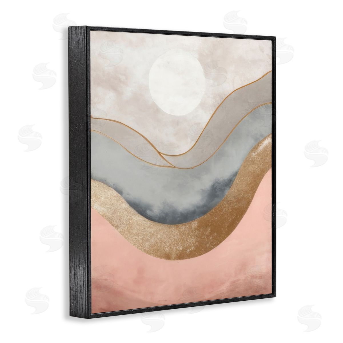 Lunar Curves Landscape Black Frame Print Wall Art, Home Decor by Denise Dundon