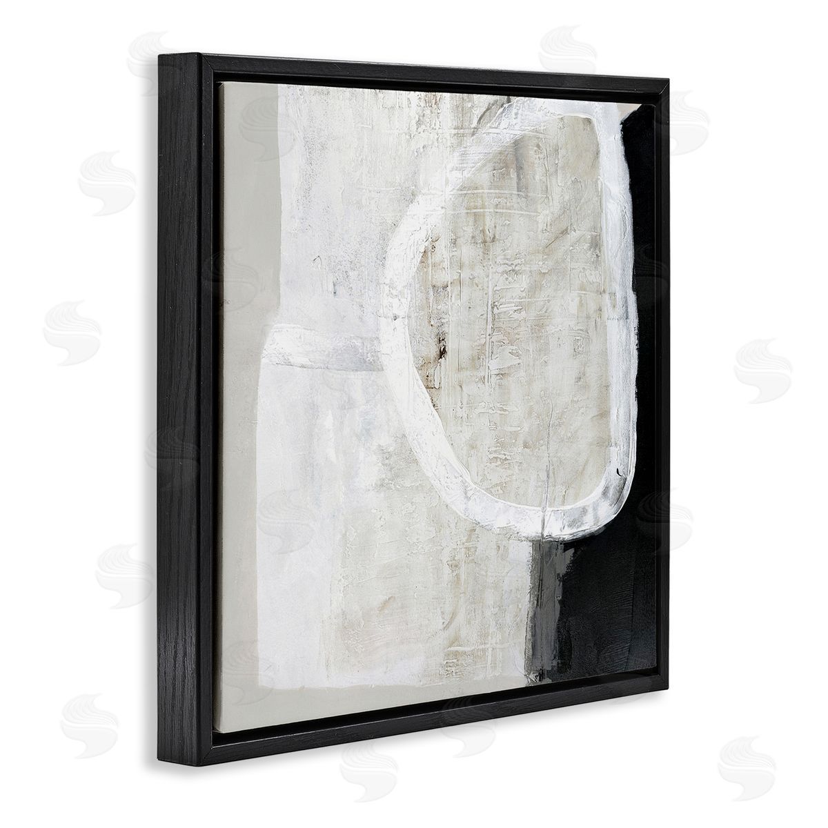 Modern Neutral Abstraction Black Floating Frame Canvas Wall Art, Home Decor by Design Fabrikken