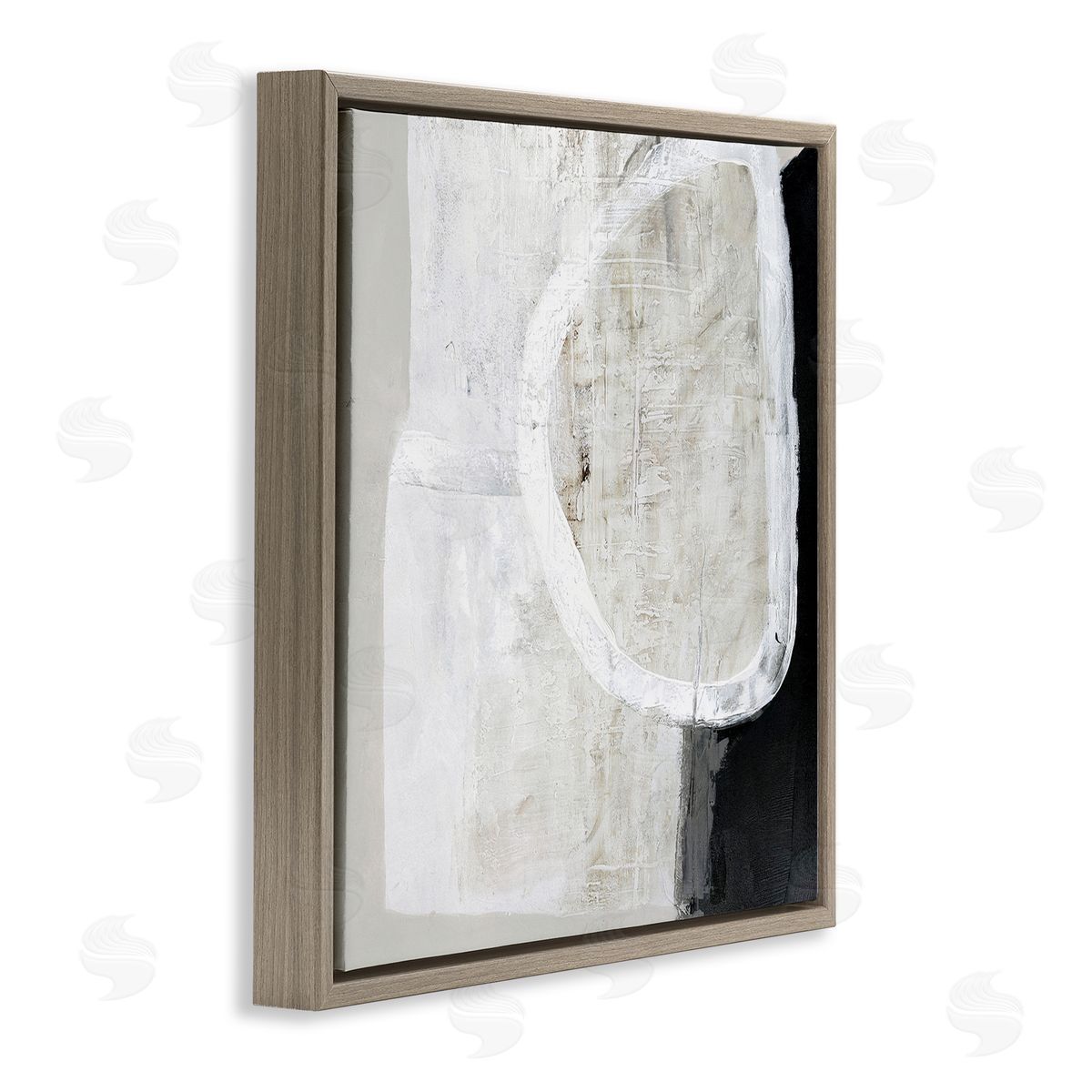 Modern Neutral Abstraction Brown Floating Frame Canvas Wall Art, Home Decor by Design Fabrikken