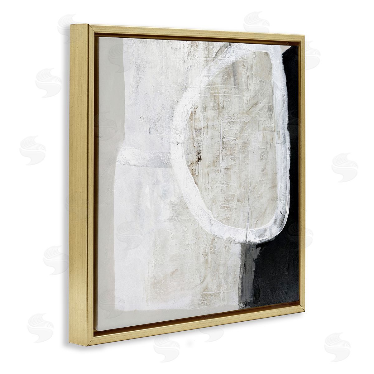 Modern Neutral Abstraction Gold Floating Frame Canvas Wall Art, Home Decor by Design Fabrikken