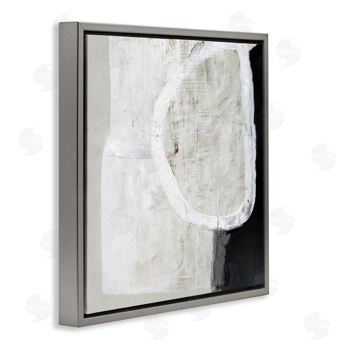Modern Neutral Abstraction Grey Floating Frame Canvas Wall Art, Home Decor by Design Fabrikken