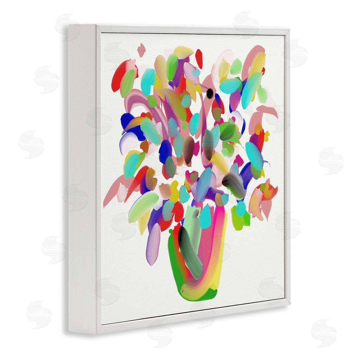 Bellassai Art Mood Flowers Bold Bouquet White Framed Giclee Wall Art Print