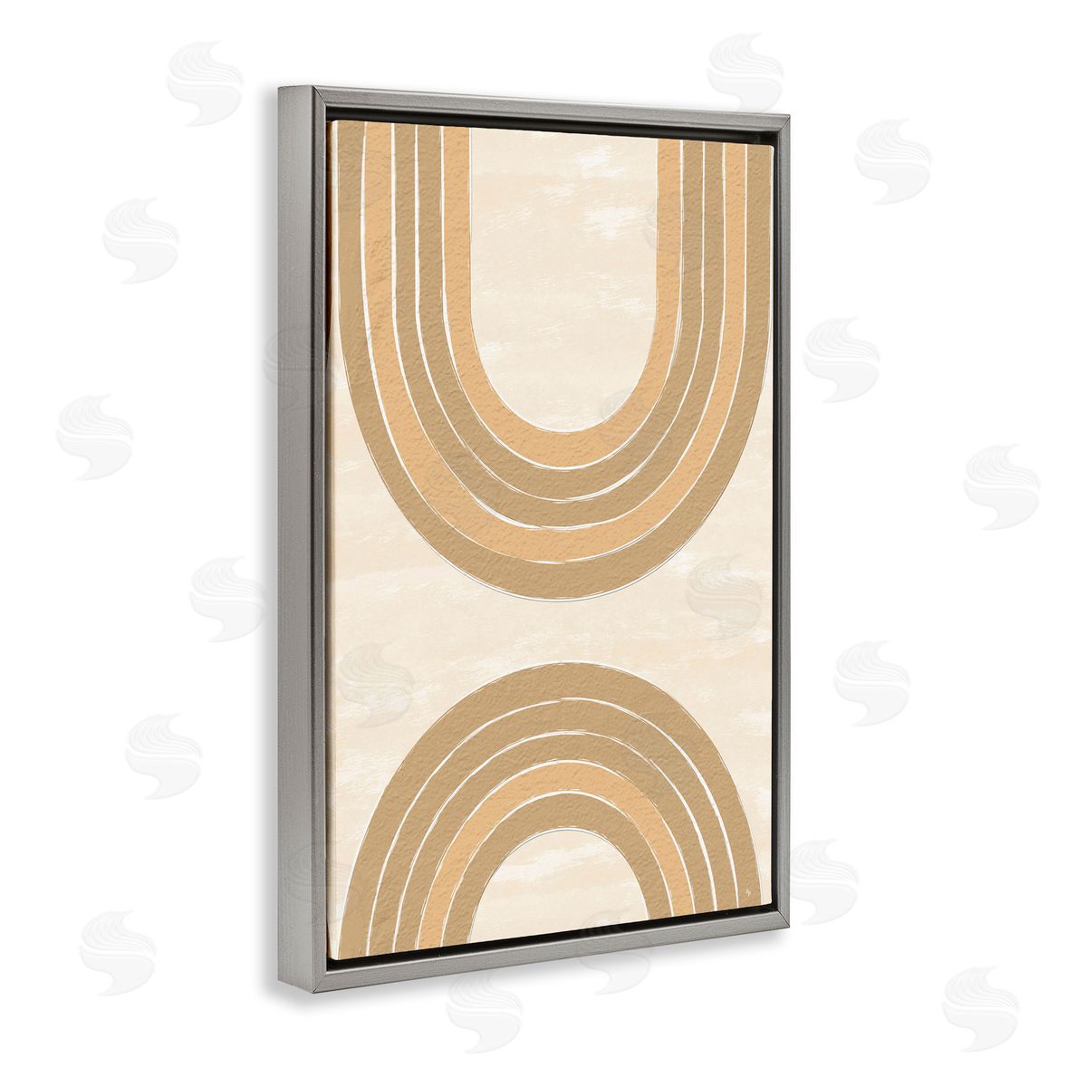 Neutral Rainbow Arches Grey Floating Frame Canvas Wall Art, Home Decor by Martina Pavlova