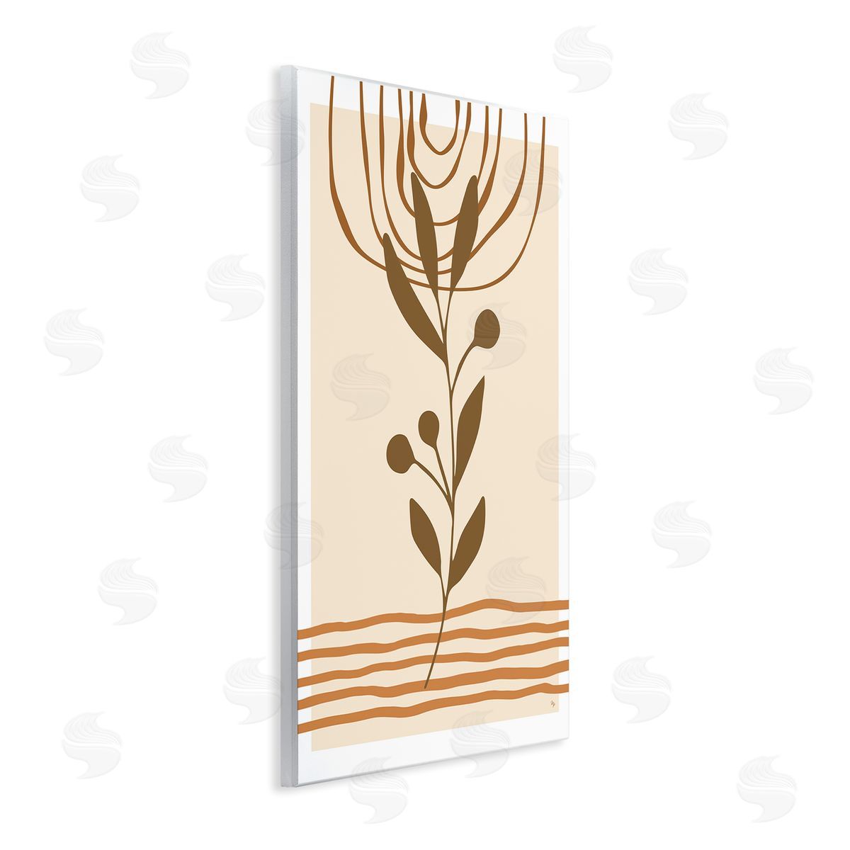 Bohemian Plant Sprig Wood Plaque Wall Art, Home Decor by Martina Pavlova