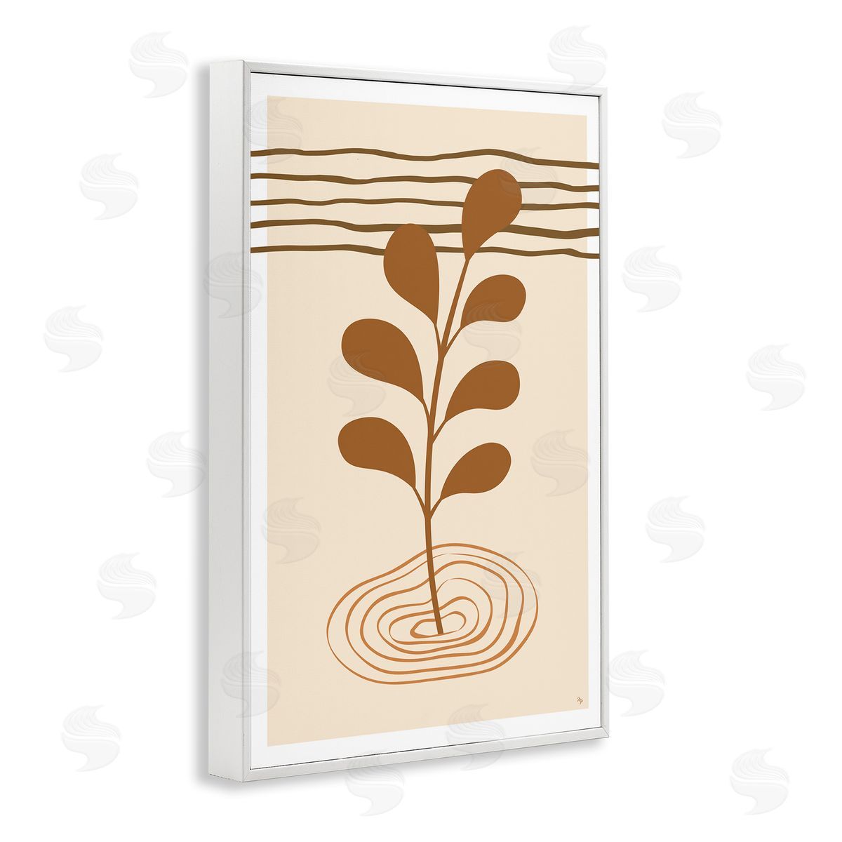 Boho Leaf Sprig White Frame Print Wall Art, Home Decor by Martina Pavlova
