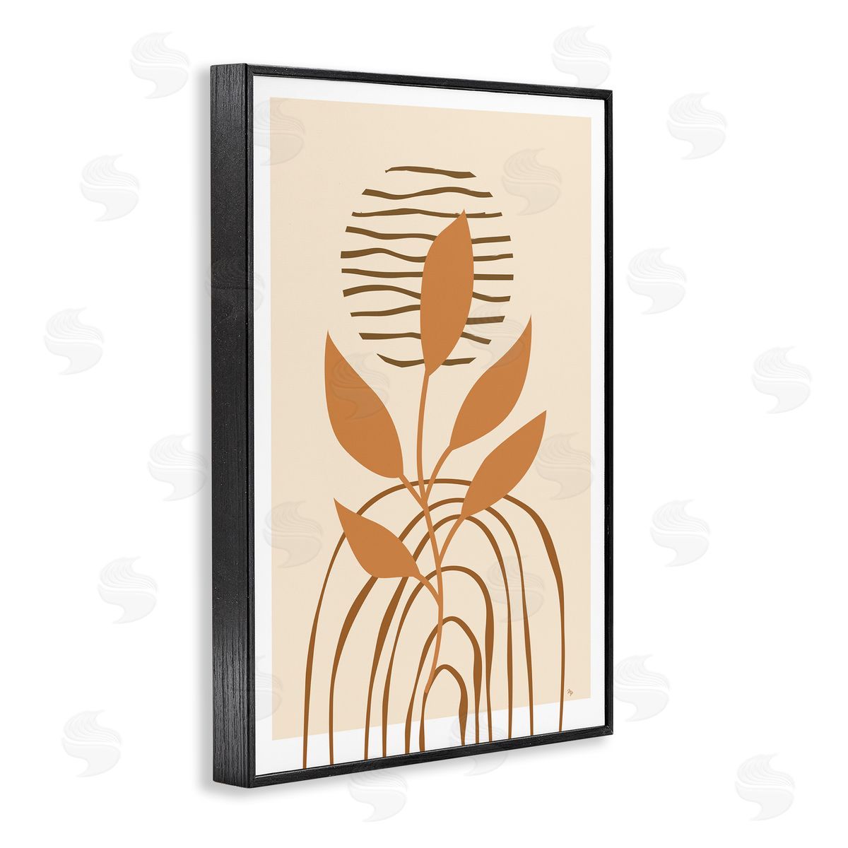 Minimal Leaf Sprig Black Frame Print Wall Art, Home Decor by Martina Pavlova
